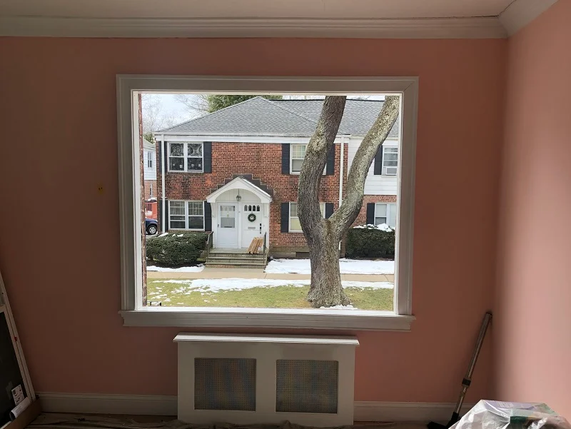 Drop clots down to protect the floor during window installation